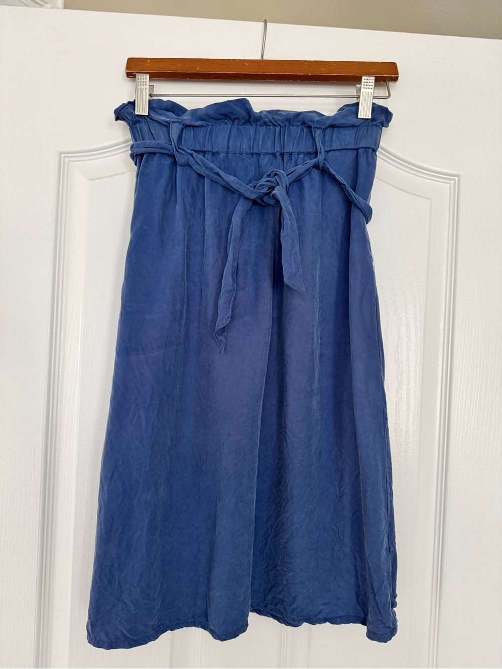 Scotch & Soda Indigo Paperbag Tie Midi Skirt